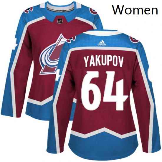 Womens Adidas Colorado Avalanche 64 Nail Yakupov Authentic Burgundy Red Home NHL Jersey
